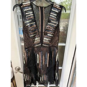 BCBGMaxAzria | Dresses | Bcbg Maxazria Gold Bandage Mini Dress With Mesh |  Poshmark